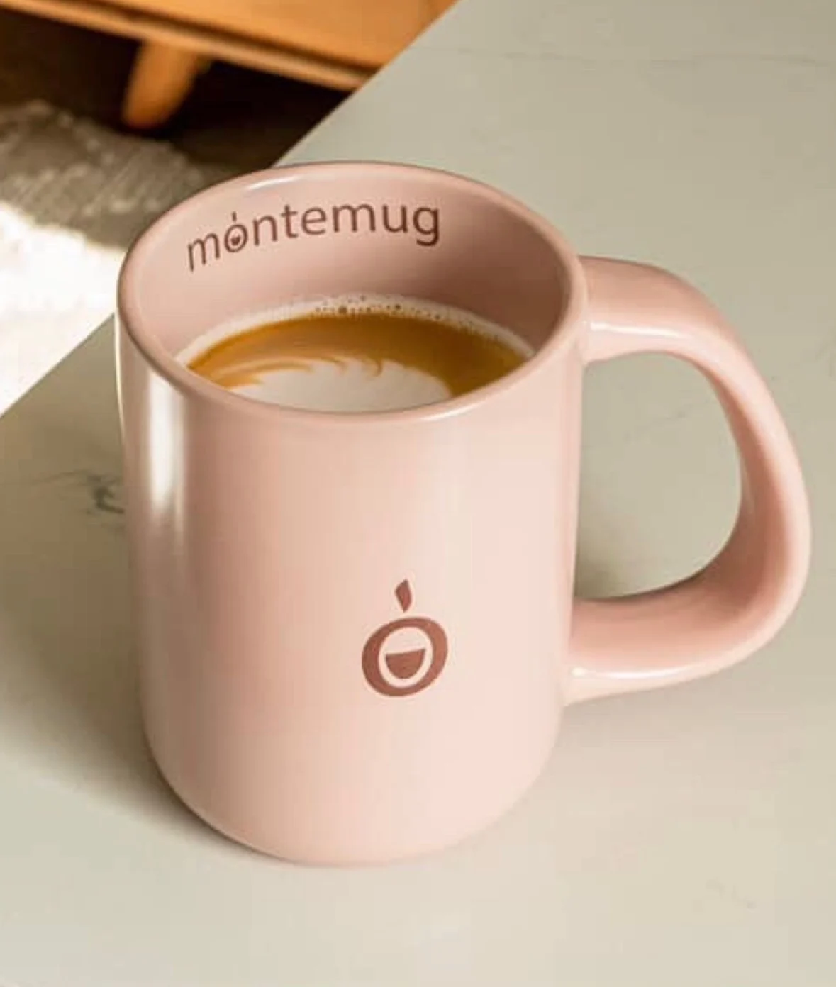 Pink Montemug mug filled with coffee